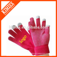 Fashion knit smart phone gloves with printing logo